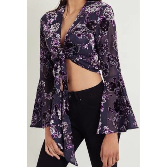 4SI3NNA Tops - NWT 4SI3NNA Rachel velvet sheer wrap top 9186